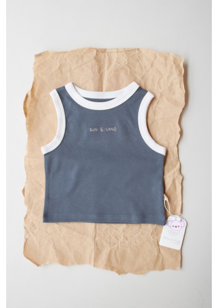 Antrasit Nakışlı Biyeli Atlet