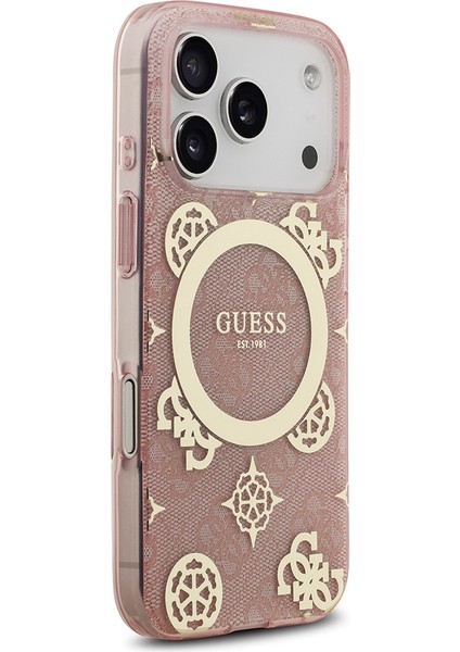 iPhone 17 Pro Uyumlu Kılıf Guess Lisanslı M-Safeli Iml Peony ve 4g Desenli Klasik Logolu Kapak Pembe fırsatları