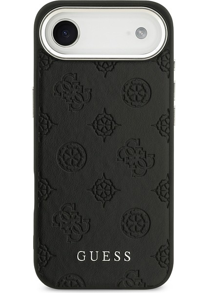 iPhone 17 Air Kılıf Guess Lisanslı M-Safeli Sıcak Baskılı Klasik Yazı Logolu Pu Deri Peony Siyah modelleri