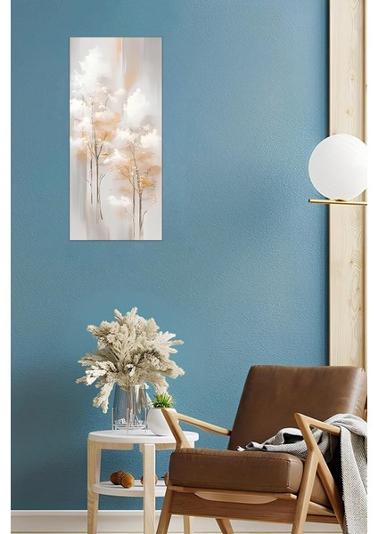 Bej ve Altın Tonlarda Ağaç Desenli Temperli Cam Dik Tablo – 30X60 cm Hd Uv Baskı - DCT020 fiyatları