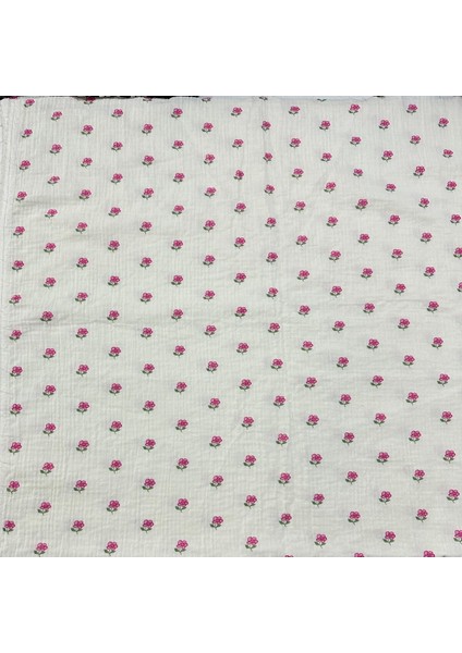 %100 Pamuk Çift Kat Müslin Kumaş – Mini Çiçek Desenli, Nefes Alan Yumuşak Doku fiyatları