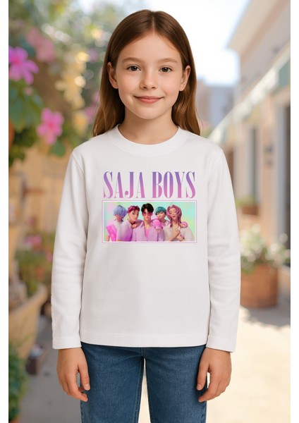 Kpop Demon Hunters Saja Boys Uzun Kollu Baskılı Kız Çocuk Tişört (4-13 Yaş) fiyatları