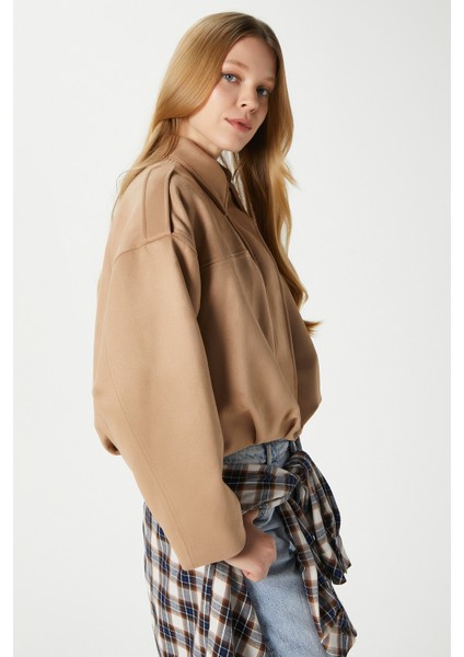 Kadın Rodney Süet Etkili Taba Bomber Ceket modelleri