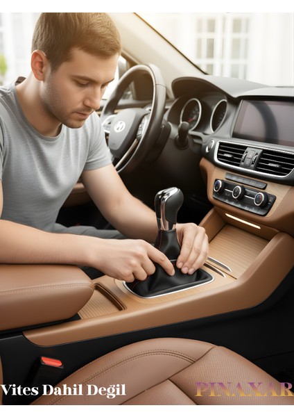 Renault Kangoo Siyah Deri Özel Yeni Tasarım Kırmızı Spor Dikiş Vites Körüğü