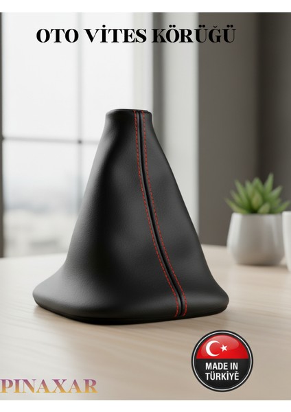 Renault Kangoo Siyah Deri Özel Yeni Tasarım Kırmızı Spor Dikiş Vites Körüğü