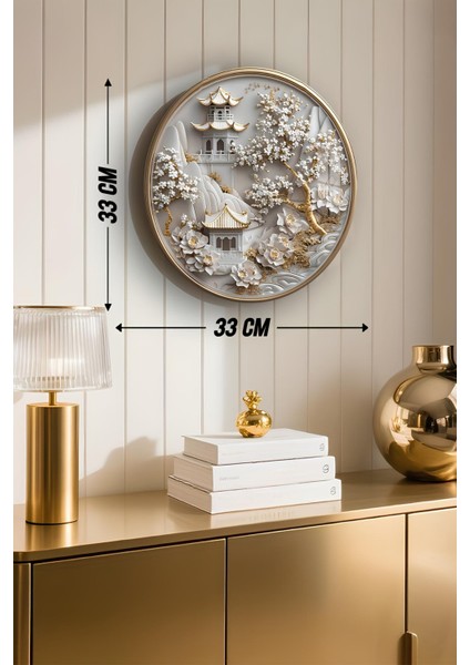 3D Görünümlü Temperli Cam Tablo – Asya Tapınak Manzaralı Duvar Süsü Uv Baskı 33X33 CM-CDS130 modelleri