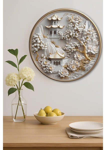 3D Görünümlü Temperli Cam Tablo – Asya Tapınak Manzaralı Duvar Süsü Uv Baskı 33X33 CM-CDS130 indirimleri