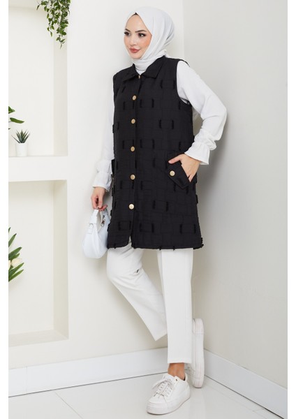 Kadın Saçaklı Giy Çık Kapitone Yelek -PMK490 fiyatları