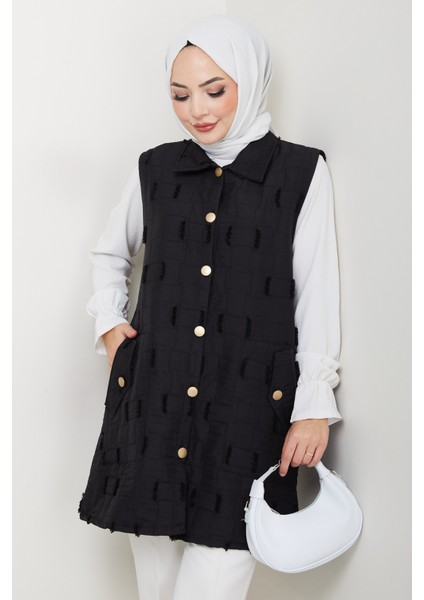 Kadın Saçaklı Giy Çık Kapitone Yelek -PMK490 fırsatları