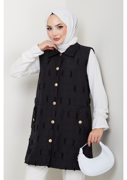 Kadın Saçaklı Giy Çık Kapitone Yelek -PMK490 indirimleri