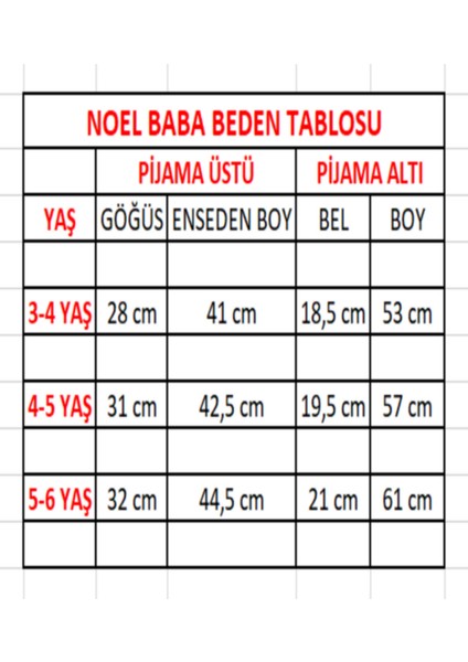 Noel Baba Desenli Unisex Çocuk Noel Yılbaşı Temalı Pijama Takımı 3-6 Yaş fiyatları