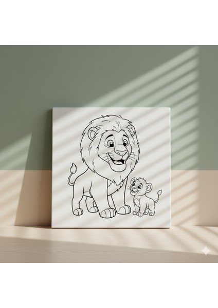 Çocuklar Için Baba Aslan ve Yavrusu Eğitici ve Eğlenceli Boyama Seti modelleri