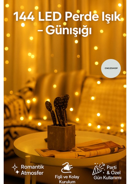 2x2 Metre 144 Ledli 10 Saçaklı Perde LED Işık – Kumandalı, Animasyonlu, Fişli Günışığı Dekorasyon Iş fırsatları