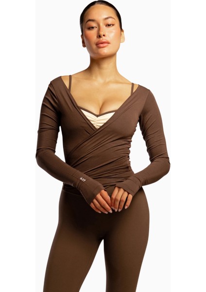 437 The Ballet Wrap Eco-Friendly Modal Uzun Kollu Bale Tarzı Kadın Üst