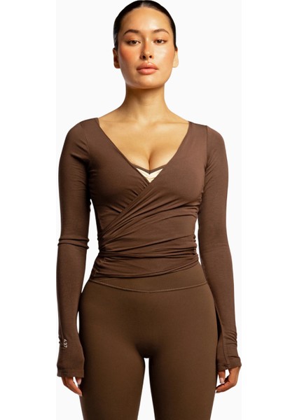 437 The Ballet Wrap Eco-Friendly Modal Uzun Kollu Bale Tarzı Kadın Üst fırsatları