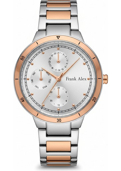 Kadın Kol Saati Bakır ve Gümüş Renk, Gümüş Kadran - Şık Metal Kordon, 2 Yıl Garantili