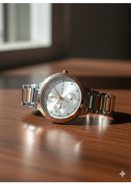 Kadın Kol Saati Bakır ve Gümüş Renk, Gümüş Kadran - Şık Metal Kordon, 2 Yıl Garantili fiyatları