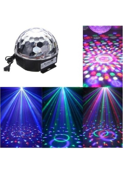Bluetoothlu LED Küre Kristal Disko Topu Dönen Renkli Hoparlör LED