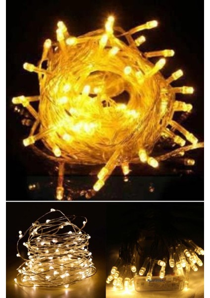 100 Ledli Pilli Dekor Lambası 10 Metre Gün Işığı