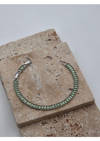 Çelik Zirkon Taşlı Su Yolu Bileklik