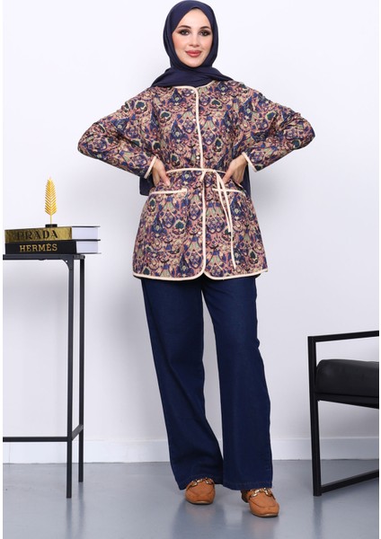 Lacivert Etnik Desenli Cepli Ceket fiyatları