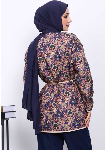 Lacivert Etnik Desenli Cepli Ceket fırsatları