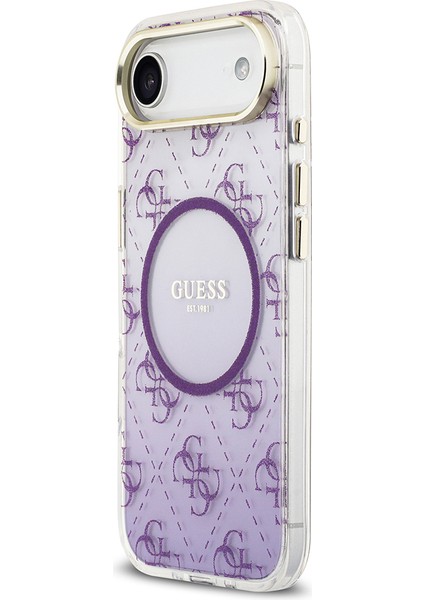 iPhone 17 Air Uyumlu Kılıf Guess Lisanslı M-Safe Şarj Özellikli 4g Desenli Simli Silikon Kapak Mor fiyatları