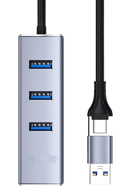 USB 3.0 Type-C & Usb-A Ethernet Adaptör – 4 In 1 Çoklayıcı (1000 Mbps)