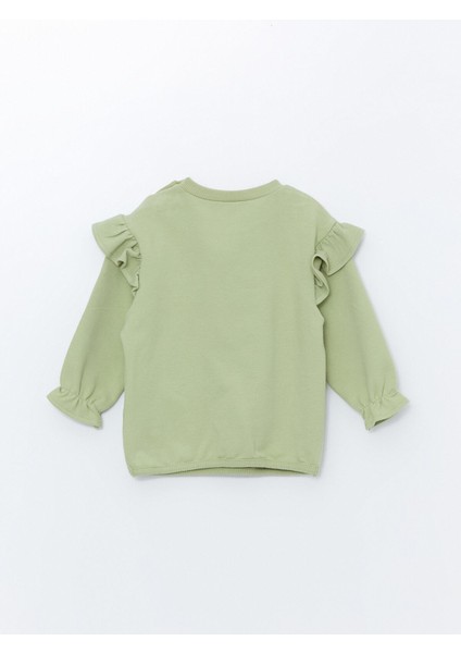 Yeni Sezon Bisiklet Yaka Uzun Kollu Baskılı Kız Bebek Sweatshirt ve Eşofman Alt 2'li Takım fırsatları