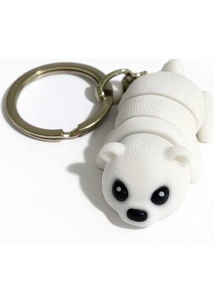 Beyaz Köpek Figürlü Anahtarlık – Hareketli Gövdeli Sevimli Silikon Anahtarlık