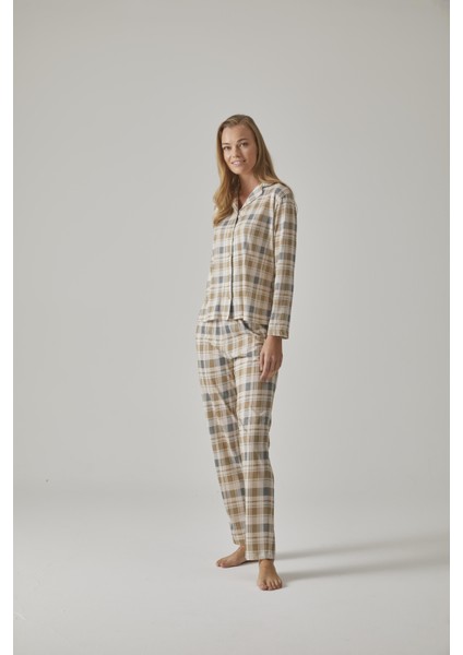 Kadın Ekose Gömlek Pijama Takımı - 10783 fırsatları