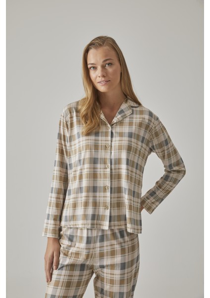 Kadın Ekose Gömlek Pijama Takımı - 10783 indirimleri