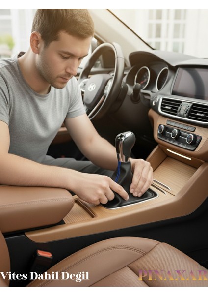 Skoda Yeti Siyah Deri Özel Yeni Tasarım Mavi Spor Dikiş Vites Körüğü