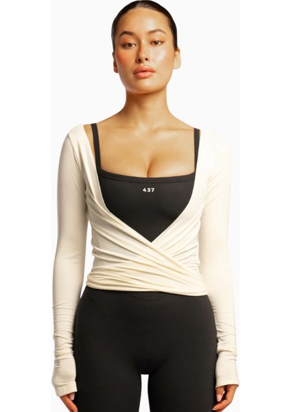 437 The Ballet Wrap Eco-Friendly Modal Uzun Kollu Bale Tarzı Kadın Üst