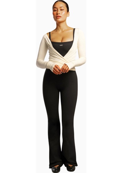 437 The Ballet Wrap Eco-Friendly Modal Uzun Kollu Bale Tarzı Kadın Üst fırsatları