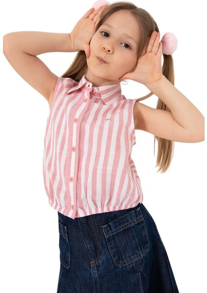 Kız Çocuk Çizgili Kolsuz Gömlek 2190808