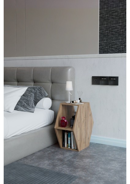 Altıgen Komodin, Modern Yatak Odası Başucu Sehpası, Dekoratif Kitaplık,raflı Komodin modelleri