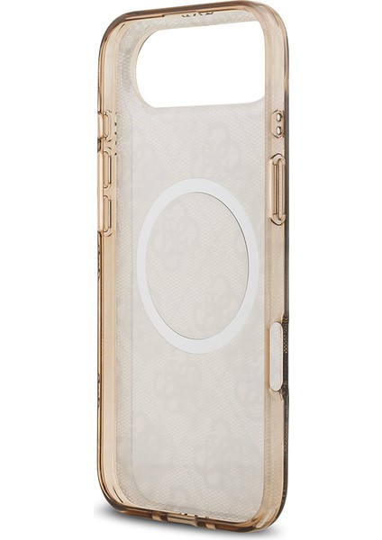 iPhone 17 Air Uyumlu Kılıf Guess Lisanslı M-Safeli Iml Peony ve 4g Desenli Klasik Logolu Kahverengi