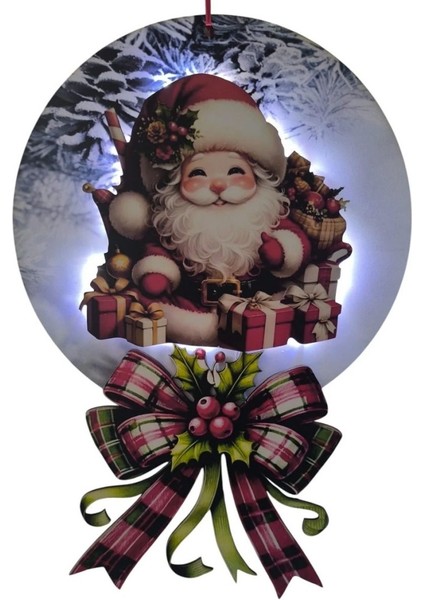 LED Işıklı Noel Babalı Yılbaşı Kapı Süsü