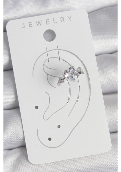 Pirinç Gümüş Renk Zirkon Taşlı Yıldız Model Kadın Kıkırdak Küpe - TJ-BKP10562 fiyatları