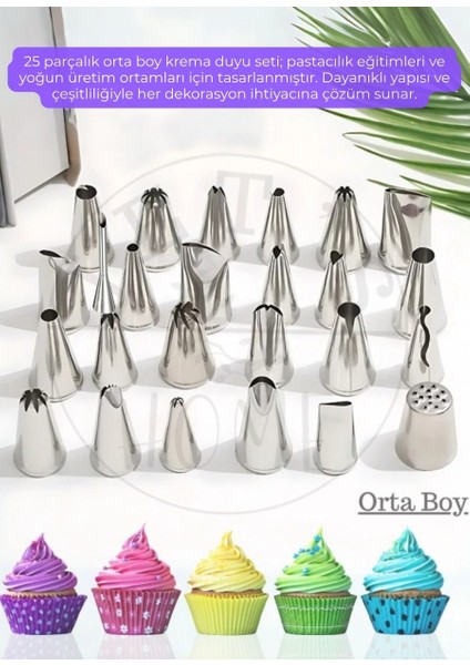 Pasta Süsleme Seti 25 Farklı Krema Duyu Krema Sıkma Torbası 50\'li Hamur Düzenleyici fiyatları