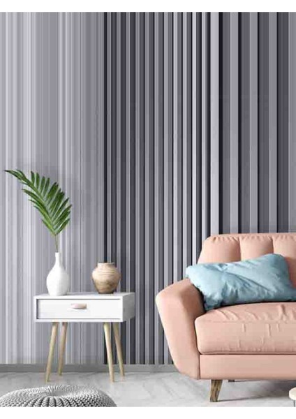 3 Boyutlu Çizgili Desenli Isı ve Ses Yalıtımlı Sağlıklı Tekstil Duvar Kağıdı
