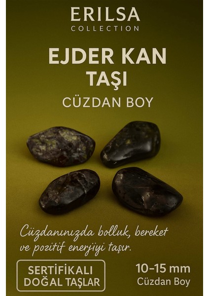 Sertifikalı Ejder Kan Taşı Kütle 10-15 mm – Güç, Bolluk ve Koruma Taşı