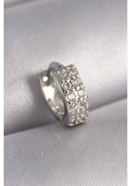 316L Çelik Gümüş Renk Zirkon Taşlı Tragus Piercing - Lisinya