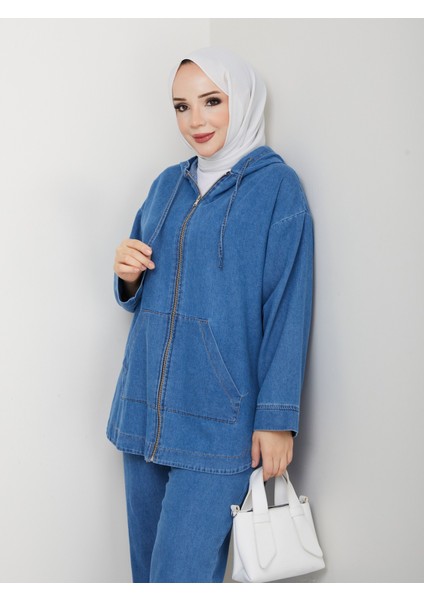 Kadın Pantolonlu Ikili Salaş Kot Takım -PMK488 fiyatları