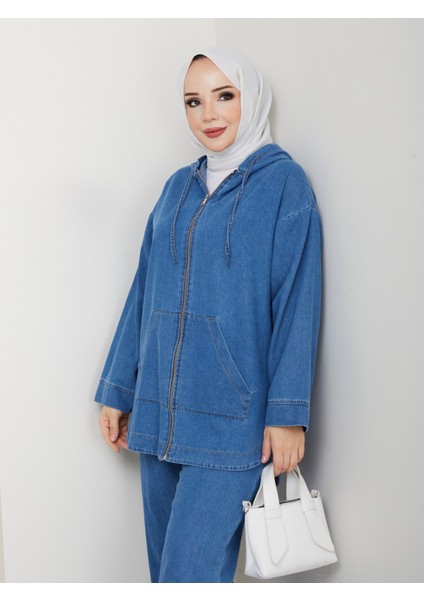 Kadın Pantolonlu Ikili Salaş Kot Takım -PMK488 fırsatları