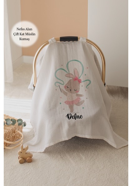 %100 Pamuk Isme Özel Çift Katlı Müslin Puset Örtüsü - Tavşan