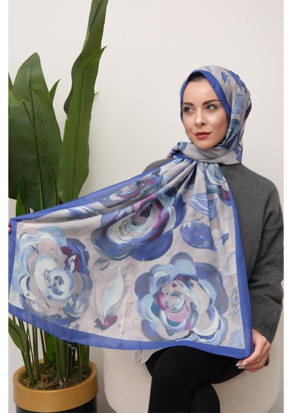 Floral Akrilik Desenli Dijital Soft Şal