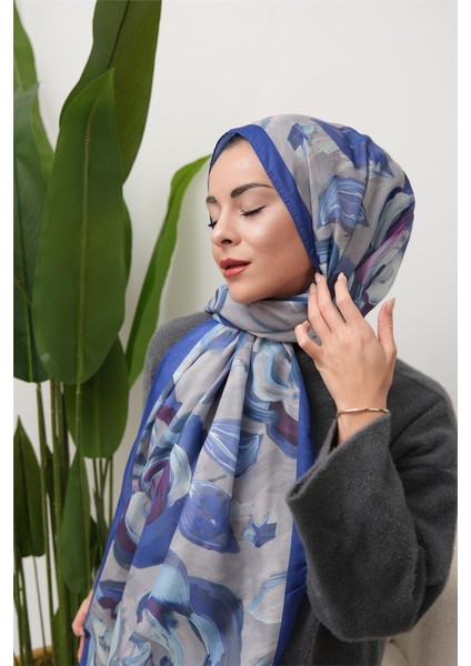 Floral Akrilik Desenli Dijital Soft Şal