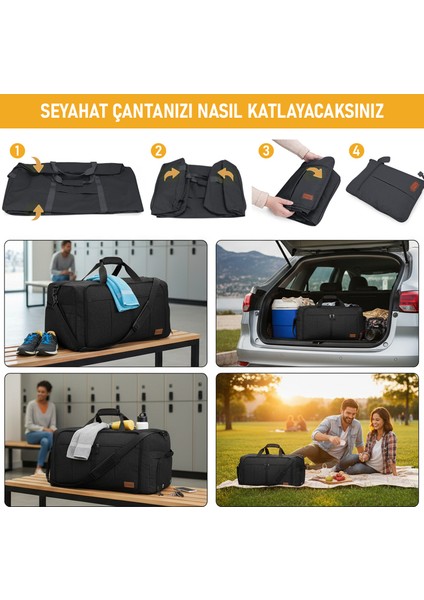 Katlanabilir Seyahat Çantası, Bayan Kadın Bavul Valiz Büyük El Bagajı Çantası 100L-LACIVERT